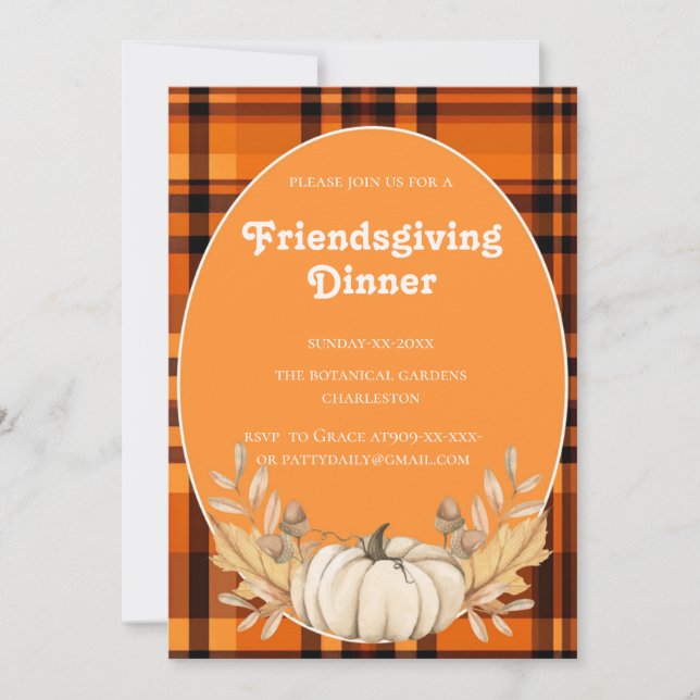 Invitation tons plaid teracotta Friendsgiving (Devant)