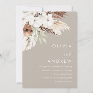 Invitation Tons Terre Beige foncé Boho Mariage