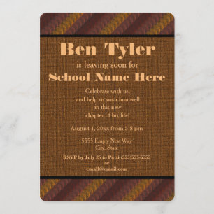 Invitation Tonte Terre Rouille Brown "Off To College" Trunk P