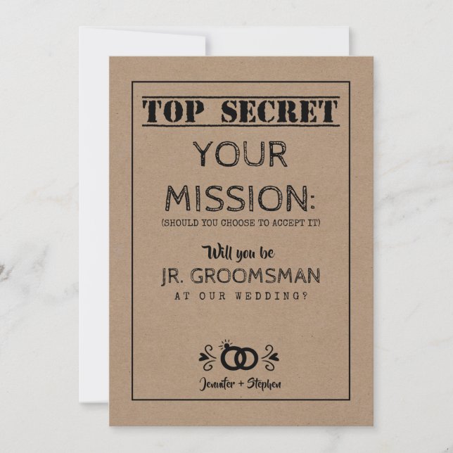 Invitation Top Secret Mission - Junior Groomsman Proposition (Devant)