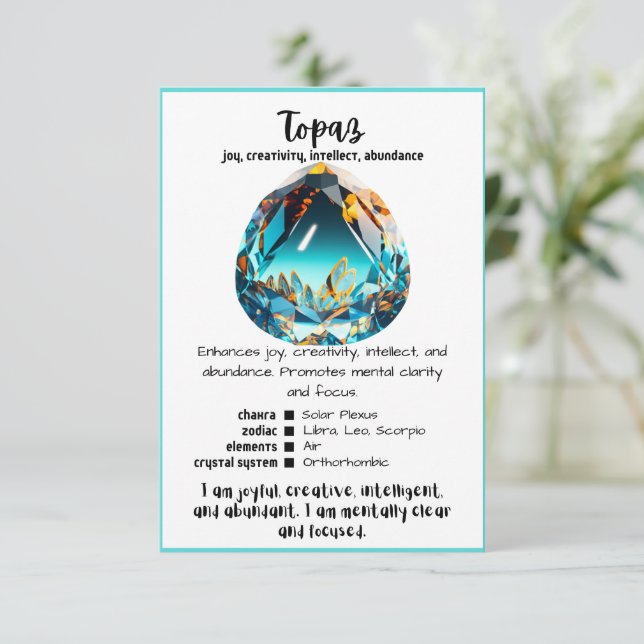 Invitation Topaz Crystal Signification Card (Debout devant)