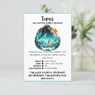 Invitation Topaz Crystal Signification Card
