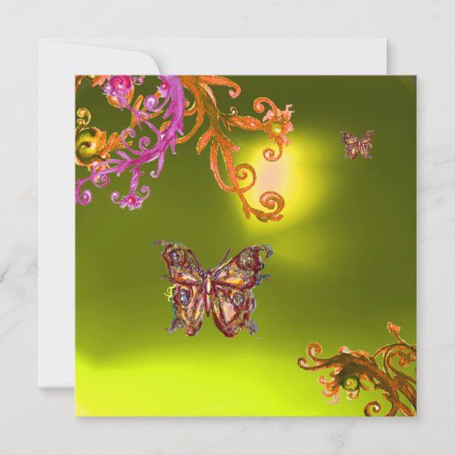 Invitation TOPAZE PAPILLON JAUNE, rose orange marron vif (Devant)