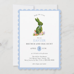 Invitation Topiary Bunny Brunch de Pâques et chasse aux oeufs