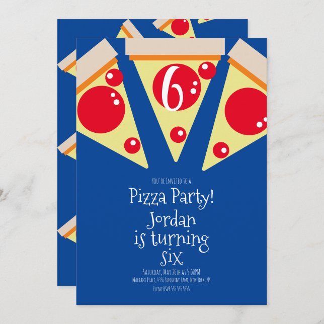 Invitation Topings de la partie de pizza géométrique Annivers (Devant / Derrière)