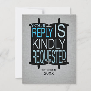 Invitation Torah Bar Mitzvah Réponse RSVP gris bleu
