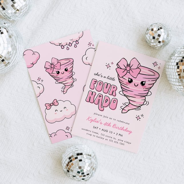 Invitation Tornade rose petit Fournado 4e anniversaire (Créateur téléchargé)