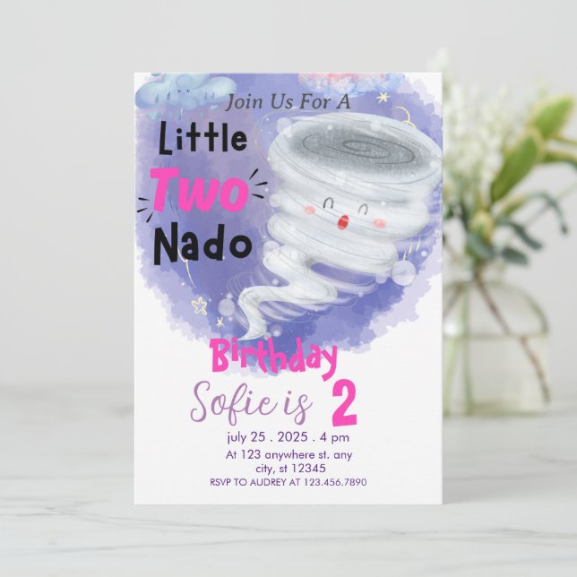 Invitation Tornado Rose Girls 2 Anniversaire Deux Nado Invita (Debout devant)