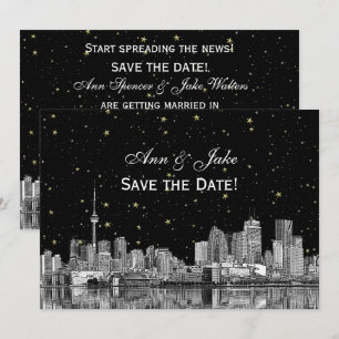 Invitation Toronto Gravure Étoilé DIY Fond de Couleur Enregis