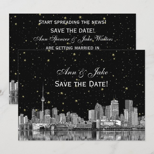 Invitation Toronto Gravure Étoilé DIY Fond de Couleur Enregis (Devant / Derrière)