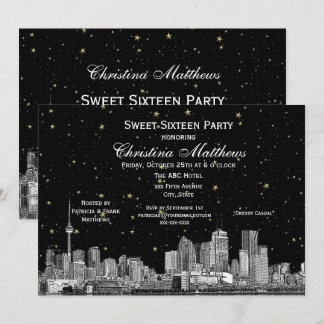 Invitation Toronto Gravure Étoilée DIY Fond de Couleur Douce