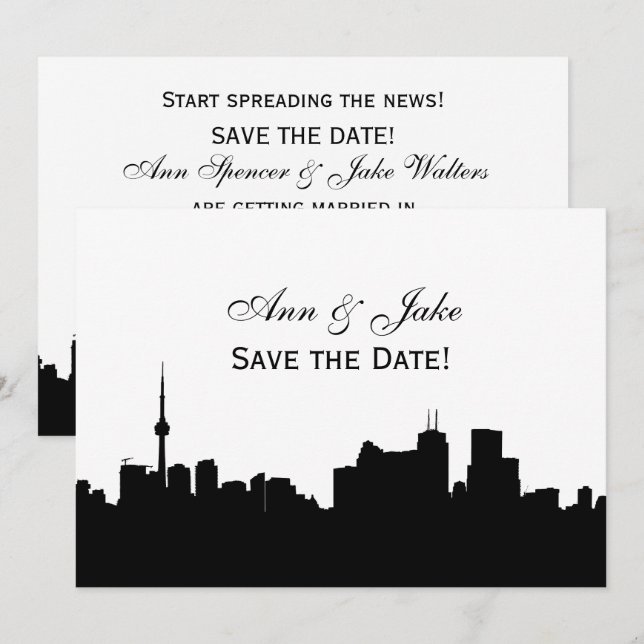 Invitation Toronto Silhouette DIY Fond de couleur pour faire- (Devant / Derrière)