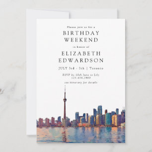 Invitation Toronto Skyline Aquarelle Anniversaire Week-end