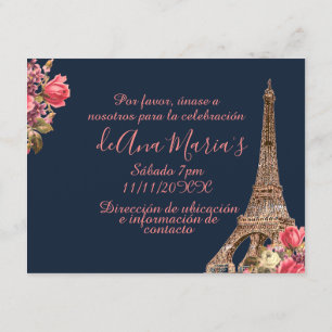 Invitation Torre Eiffel élégant lamentable de la Quinceanera