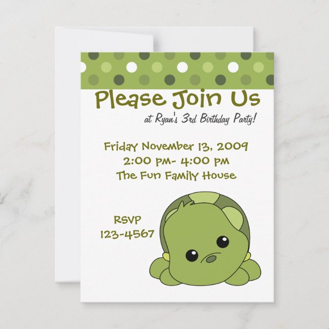 Invitation Tortue Cutie (Devant)
