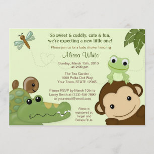 Invitation Tortue de grenouille de singe d'invitation de baby