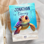 Invitation Tortue de l'aquarelle sous la mer Anniversaire<br><div class="desc">Tortue Aquarelle sous la mer Invitation Anniversaire</div>