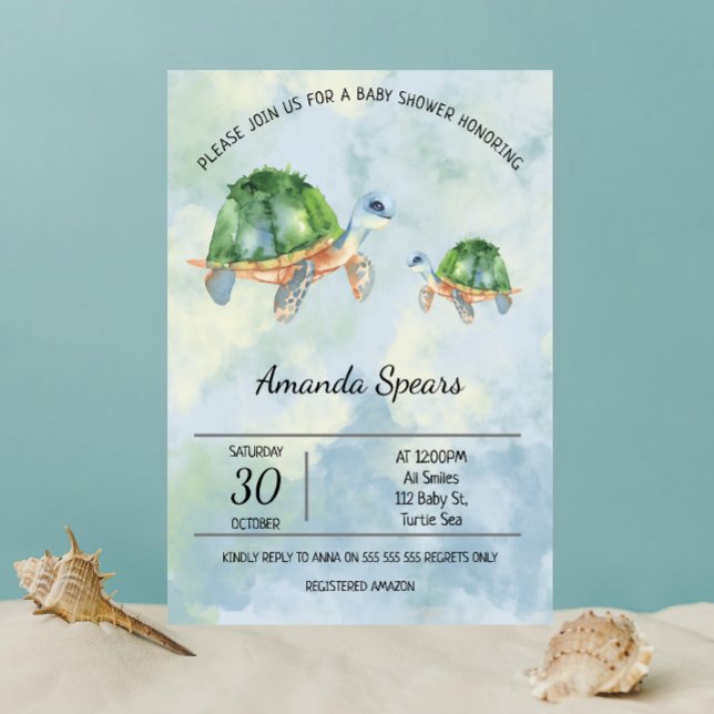 Invitation Tortue de mer - Baby Shower (Créateur téléchargé)