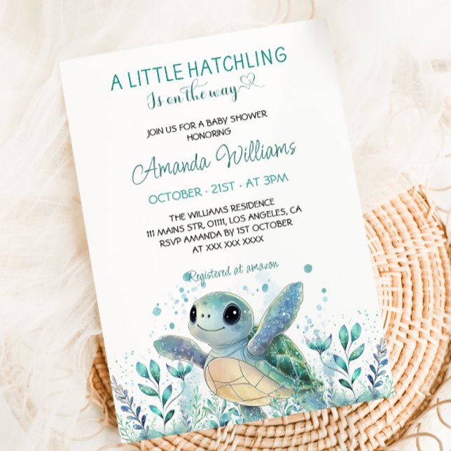 Invitation Tortue de Mer Baby Shower Mignon  (Créateur téléchargé)