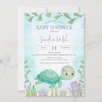 Tortue de mer sous Baby shower neutre de genre mar