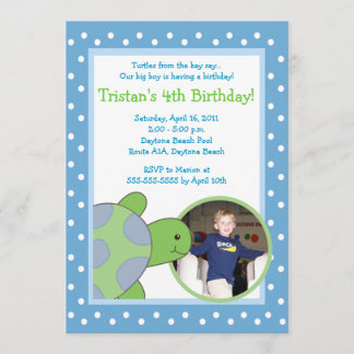 Invitation Tortue de tortue de mer BLUE *PHOTO* Anniversaire