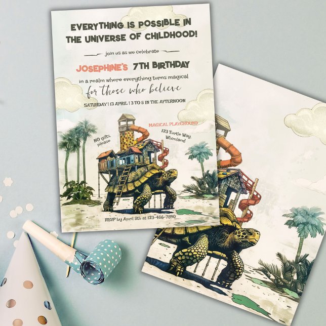 Invitation Tortue Magie Ride fête d'anniversaire (Créateur téléchargé)