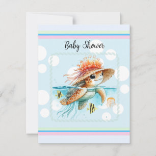 Invitation Tortue portant Jellyfish Baby shower Casquette