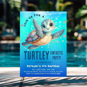 Invitation Tortue sous la mer Anniversaire