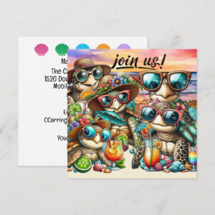 Invitation Tortues amusantes se rassemblant