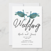 Tortues de mer bleu sarcelle Élégant mariage sur l