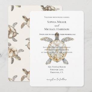 Invitation Tortues de mer de la plage de Cream Mariage