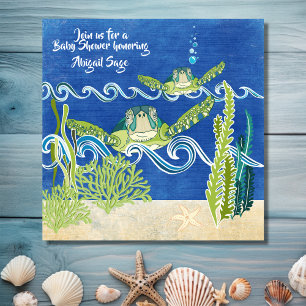 Invitation Tortues de mer Ocean Beach Baby shower neutre/garç