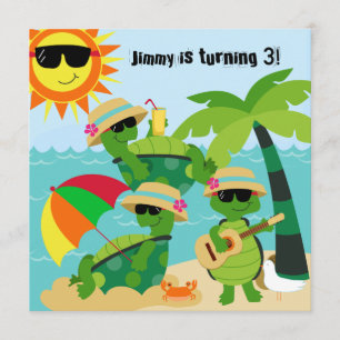 Invitation Tortues de plage d'été nageant l'invitation