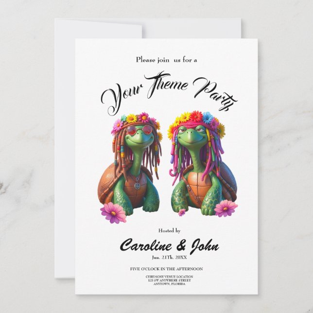 Invitation Tortues Reggae – Vibes d'Île pour Toujours (Devant)