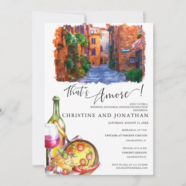 Invitation Toscane Italie | Alimentation italienne | Dîner de (Devant)