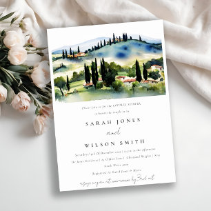 Invitation Toscane Italie Aquarelle Paysage Couples Douche