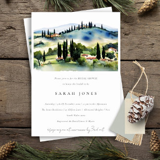 Invitation Toscane Italie Aquarelle Paysage Fête des mariées