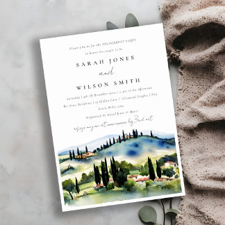 Invitation Toscane Italie Aquarelle Paysage Fiançailles