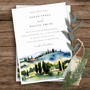 Invitation Toscane Italie Aquarelle Paysage Mariage