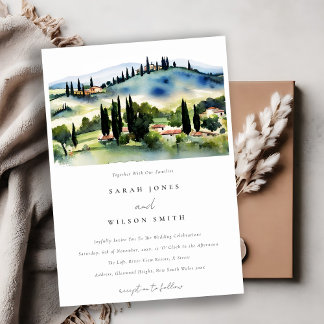 Invitation Toscane Italie Aquarelle Paysage Mariage