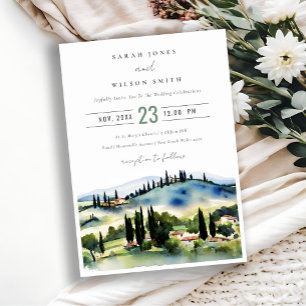 Invitation Toscane Italie Aquarelle Paysage Mariage