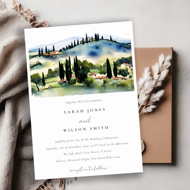 Invitation Toscane Italie Aquarelle Paysage Mariage (Créateur téléchargé)