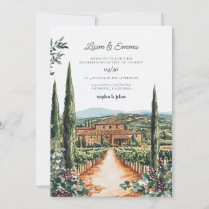 Invitation Toscane Italie Villa Mariage aquarelle