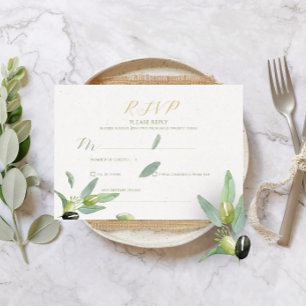 Invitation Toscane moderne Olive Feuille Branche-RSVP CARD