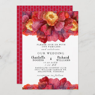 Invitation Toscane Toscan Bold et vibrant rouge Mariage Flora