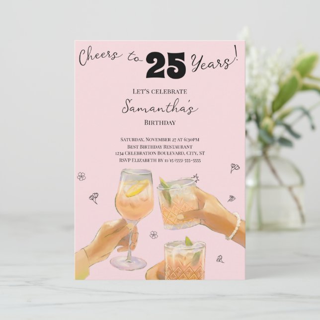 Invitation Tostes Féminines Modernes pour une Fête d'Annivers (Debout devant)