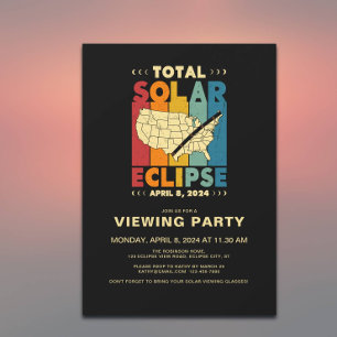 Invitation Total Solar Eclipse 2024 Vintage USA Viewing Party