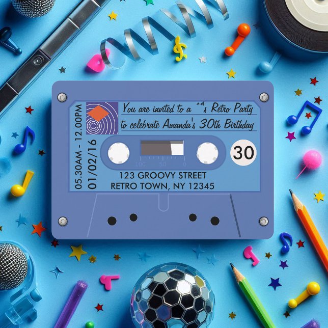 Invitation Totalement génial Retro Anniversaire Fête Personna (Totally Awesome Retro Birthday Party Personalised Invitation)