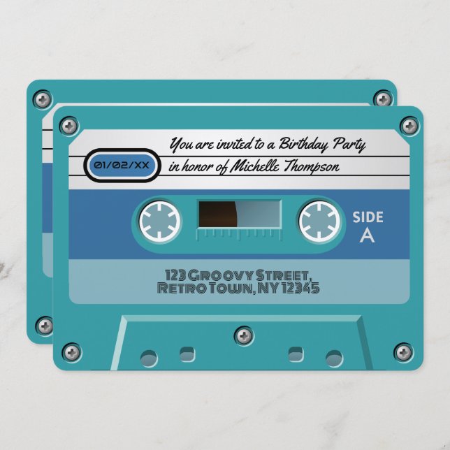 Invitation Totalement génial Retro Super fête d'anniversaire (Devant / Derrière)