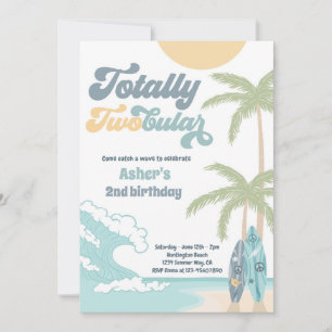 Invitation Totalement Twobular Retro Surf Beach 2e anniversai